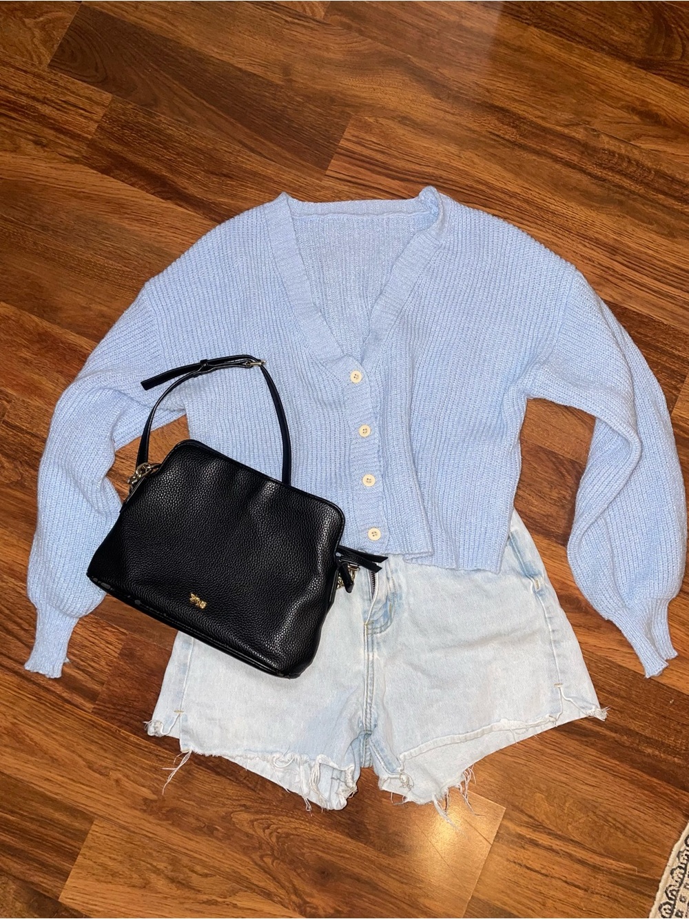 Baby Blue V-Neck Button Cardigan Sweater